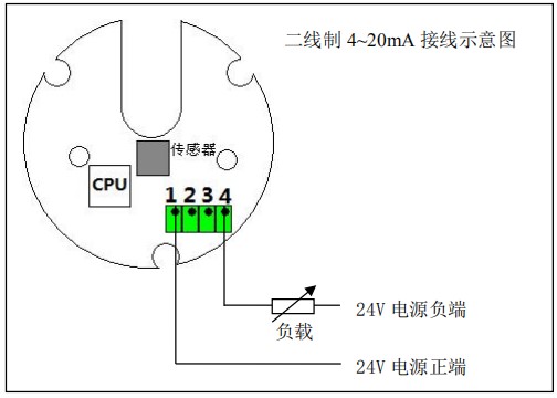 智能橢圓齒輪流量計(jì)二線制接線圖