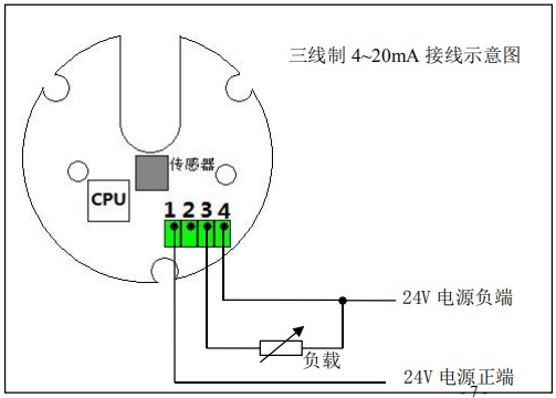 智能橢圓齒輪流量計(jì)三線制接線圖