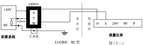 液體渦街流量計(jì)與積算儀接線圖